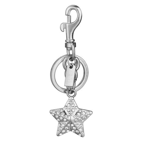 

Keychain Pendant Rhinestones Inlaid Strawberry Shape Key Chain with Lobster Clasp Bag Charm Backpack Accessory срібний