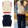 AMI ANCIENT Unisex V-Neck Love Letter Knit Vest - Autumn/Winter Color Block