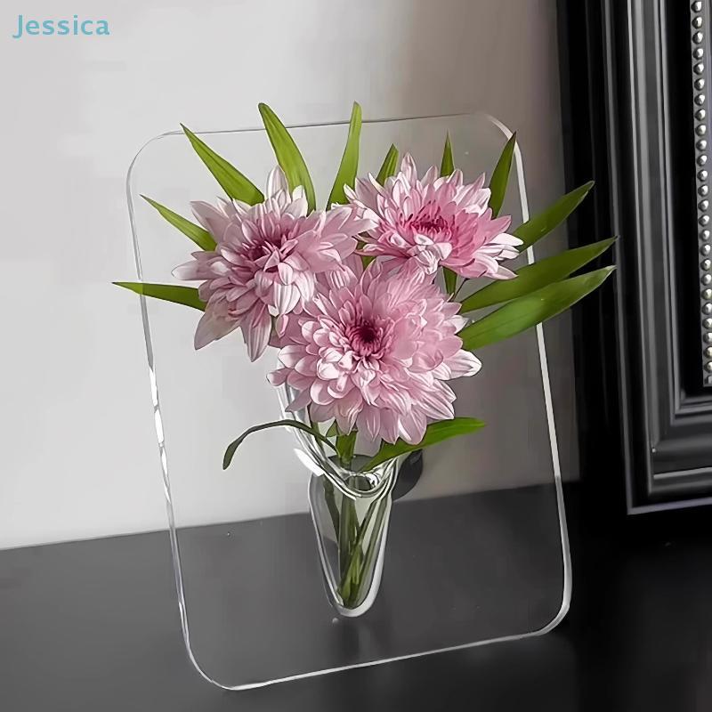Acrylic Clear Photo Frame Flower Vase Modern Flower Display Desktop Decor Flower Vase
