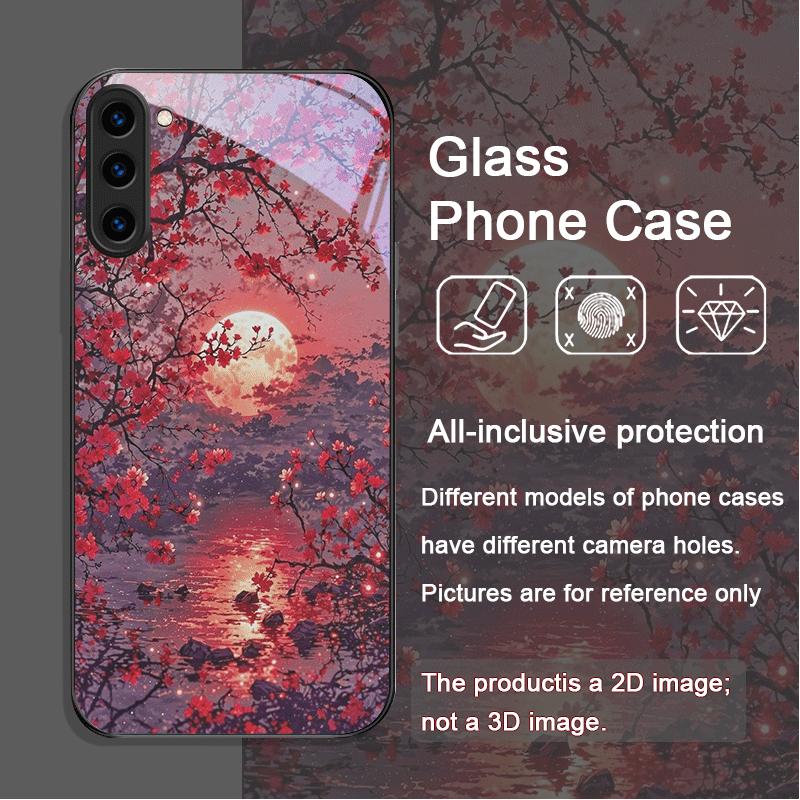 

Чехол из закаленного стекла с рисунком «Лунное цветение сакуры» для Samsung Galaxy S25 Ultra S24 S23 Plus S22+ S21 S20 FE 5G Galaxy S22 5G