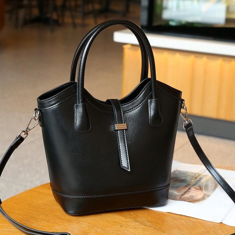 Женская сумка-ведро из натуральной кожи высшего слоя, большая вместимость