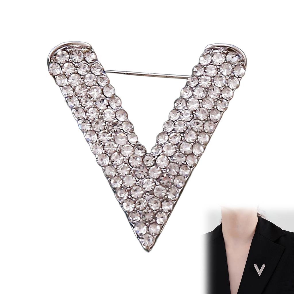 Women's V Shape Brooch Pin Metal Lapel Pins Anti Slip Clothing Accessory for Blouses Sweaters Coats