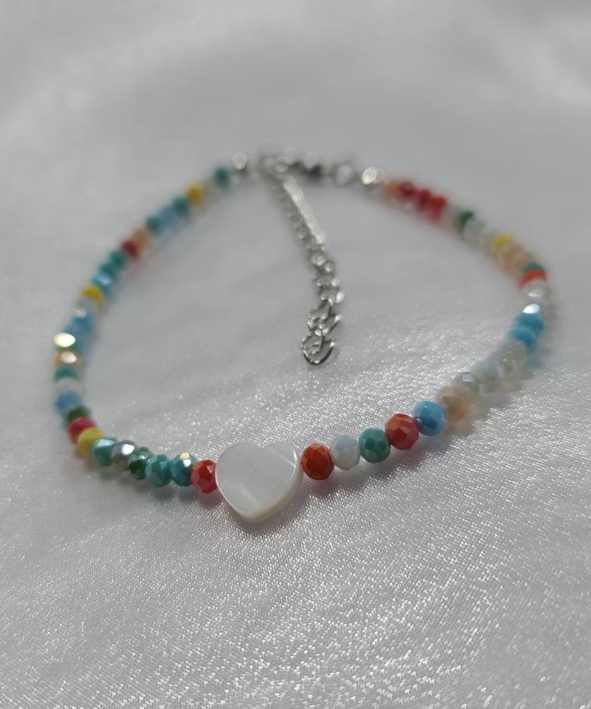 Volksvagen Watch Multi-Cut Bead Heart Point Anklet Palette Color