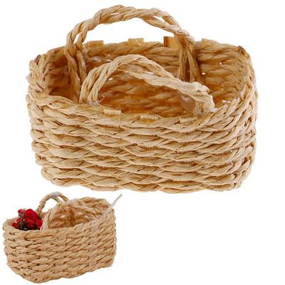 Mini 1/12 süße Puppenhaus Rattan Rahmen handgewebte Gemüse Lebensmittel Korb Puppen Miniatur Dekoration