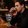Dark Style Barware Horrible Resin Stainless Steel Skull Goblet, Retro Skeletal Wine Gothic Spooky Theme Tabletop Decor Cocktail Glasses, Vintage