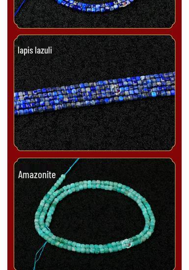 Natural Gemstone Mini Cubes: Tourmaline, Lapis Lazuli, Garnet, Black Spinel - DIY Beading Accessories.