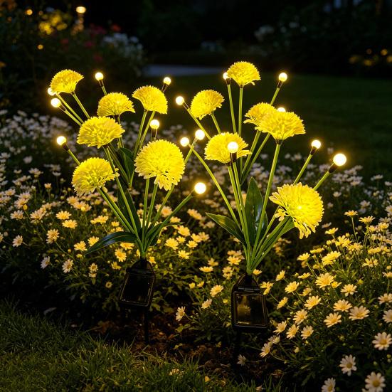Solar Ground Stake Light Outdoor Flickering Firefly Flower Lamp Waterproof