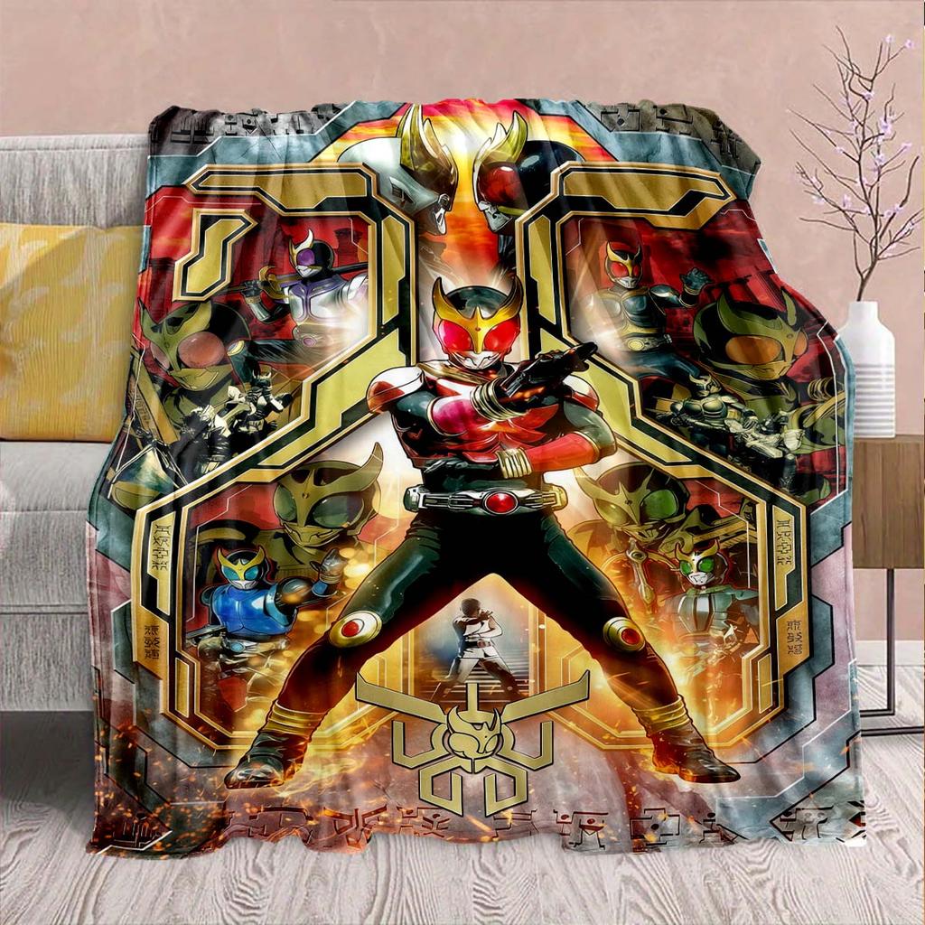 Kamen Rider Anime Flannel Blanket – Soft, Warm, Perfect for Sofas, Bedding, Camping, Travel, Office, and Home Decor – QJY