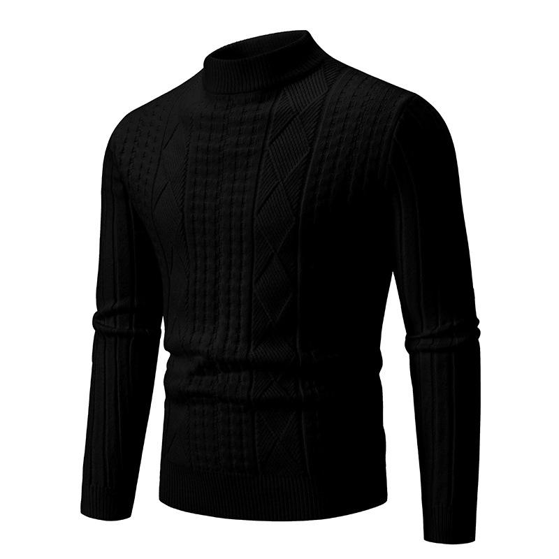 

Men s Retro Half-High Neck Lambswool Sweater - Casual Base Layer Knitwear 3XL чорний