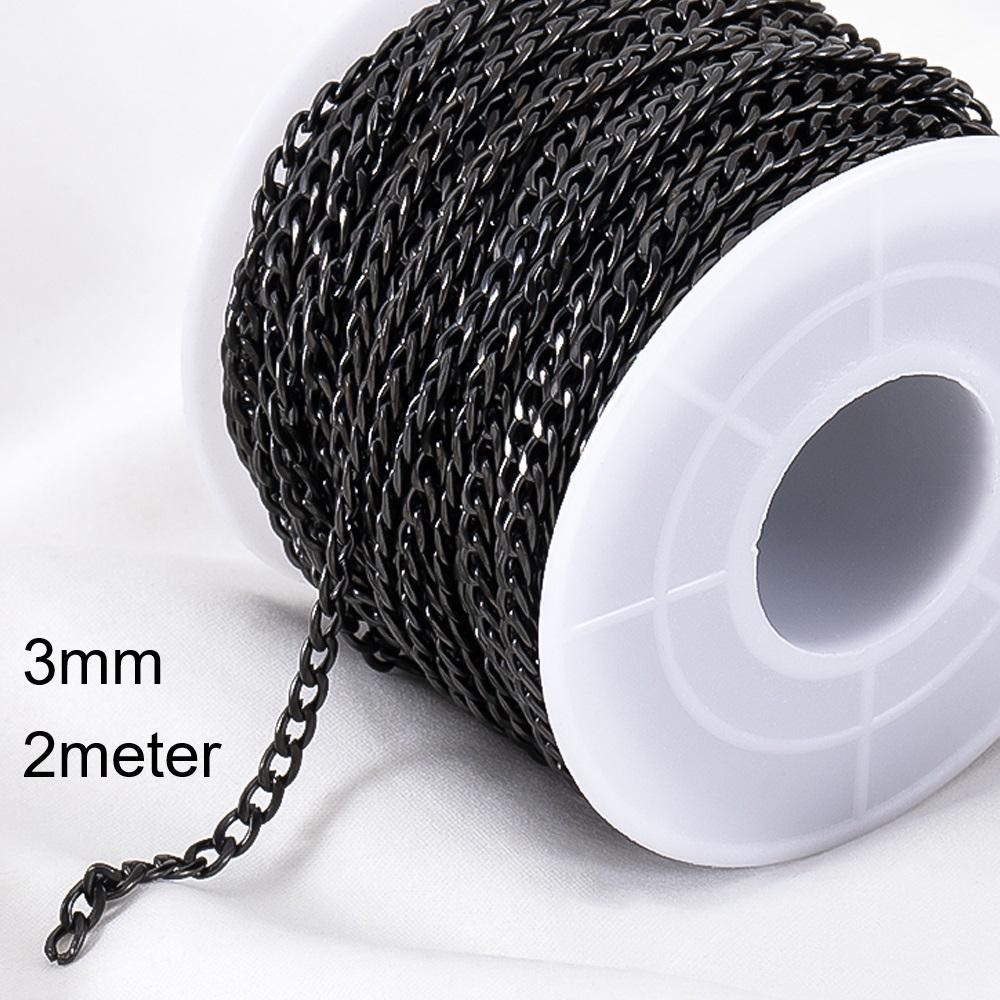 2meter 1meter Black Plated Chain for Men Punk Jewelry Making Necklace Stainless Steel Trend Link Chain Chunky Chain DIY Bracelet