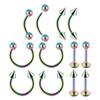 Set 12 Bucăți Oțel Chirurgical Culoare Argintie Placat cu Aur Negru Curcubeu Set Bijuterii de Piercing de Bază pentru Ureche Nas Sprânceană Labret 8Mm