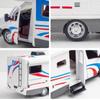 1/32 Alloy Diecast Touring Car Model Toys 3 Doors Opened Sound Light Campervan RV Trailer Vehicles Childrens Toy Gift Collection