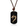 Dragon Obsidian Amulet Power Stone Necklace for Men and Women [Koai]