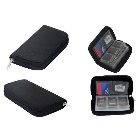 22 Slots Zipper CF TF Micro Security Digital Memory Card Storage Bag Case Cover