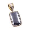 Natural Gunmetal Gemstone 925 Solid Sterling Silver Two Tone Pendant 1.50'' n4Y99
