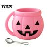Funny Pumpkin Kitchen Organizer Halloween Ice Cream Cup with Spoon, Keeps Hands Warm Dessert Holder Cup, PLA Creative Sleeve for Home Party
