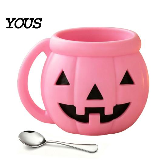 Funny Pumpkin Kitchen Organizer Halloween Ice Cream Cup with Spoon, Keeps Hands Warm Dessert Holder Cup, PLA Creative Sleeve for Home Party