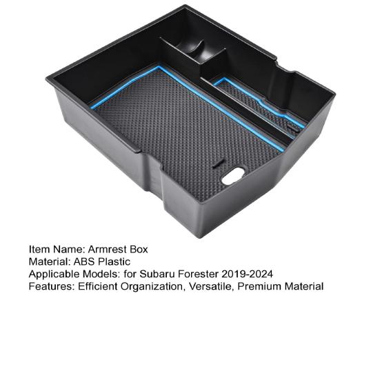 Armrest Box Storage Tray for Subaru Forester 2024-2019 USB Hole Removable Pads Easy Installation Interior Organizer for Easy Access Hidden Storage