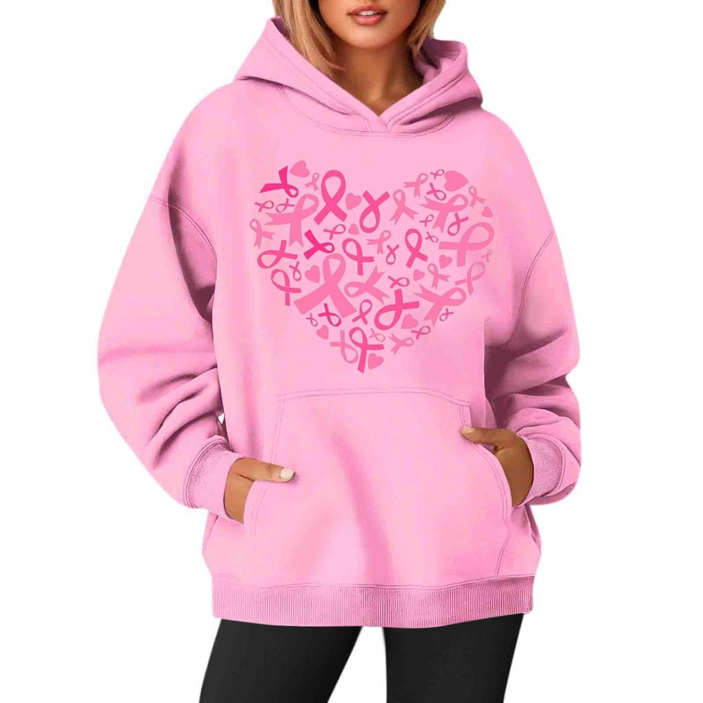 Women's Round-Neck Long-Sleeved Printed Top Hooded Sweatshirt