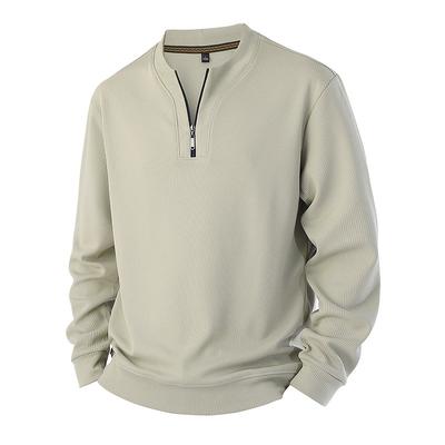 Felpa Casual Larga Mezza Zip Autunno Primavera Pullover Monocolore Top Base Uomo Uomo