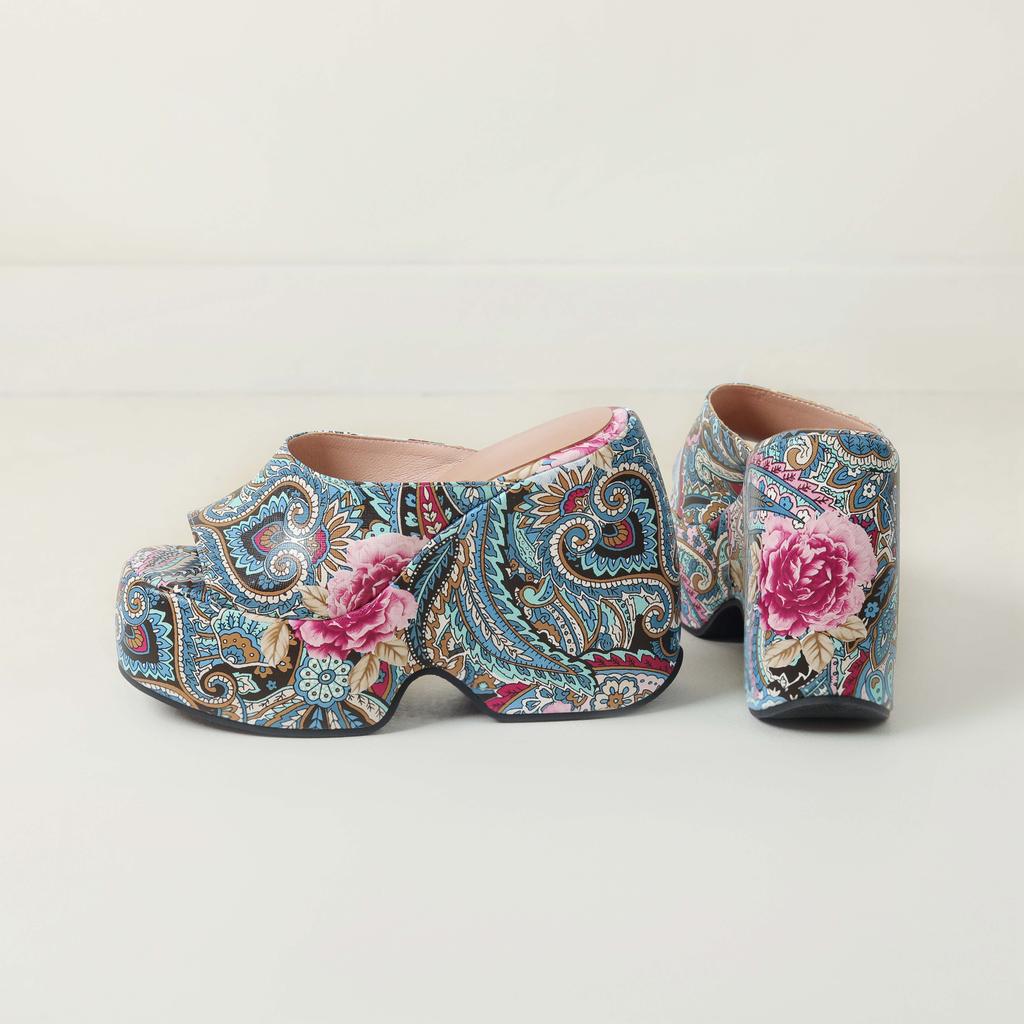 Krazing Pot Mules Polyurethane Spring Summer Size 43 Size 42 Summer Prints Skin Women Platform Women Peep Toe Slip On Sandals