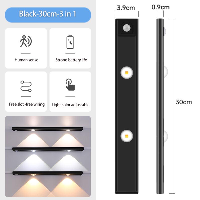 Aluminum Motion Sensor Light USB Wireless Night Light  Wine cooler Light For Kitchen Cabinet Bedroom Wardrobe Indoor Lighting