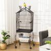 Bird Cage with Rolling Stand, Removable Tray & Feeders for Canaries Parakeets, 50x58x137-145 Cm, Black