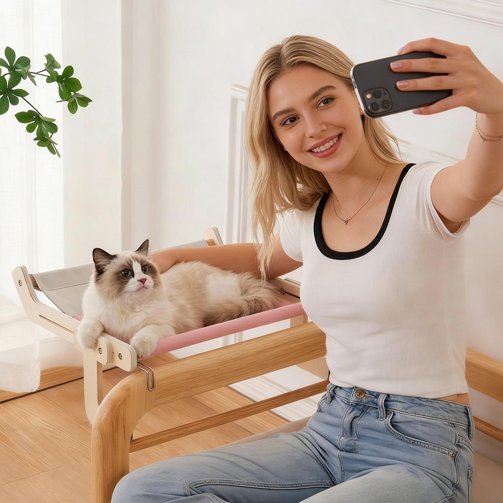 Wooden Cats Hanging Bed, Removable Washable Cats For Sofa, Bedside & Window, All- Pet Bed