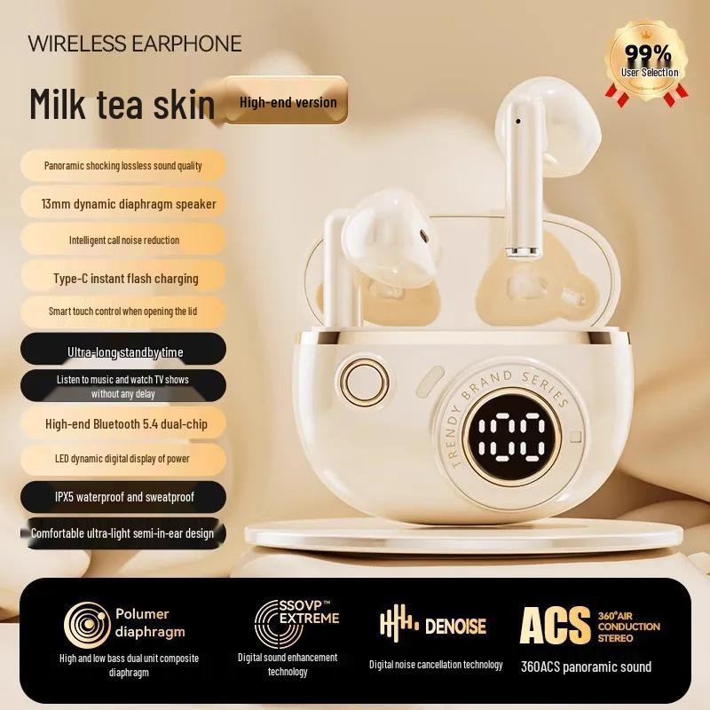 

2025 Wireless Earbuds for Running & Sports, Semi-in-Ear Design, Long Battery, Noise Reduction, Black