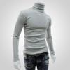 New Men's Solid Color T-shirt High Collar Long Sleeve Spring Autumn Winter Bottoming Shirt Knitted Sweater Korean Version Pullover