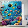 4Pcs Underwater World Shower Curtain Set with Non-Slip Bath Mat, Toilet Lid Cover, Contour Rug & 12 Hooks, Bathroom Decor
