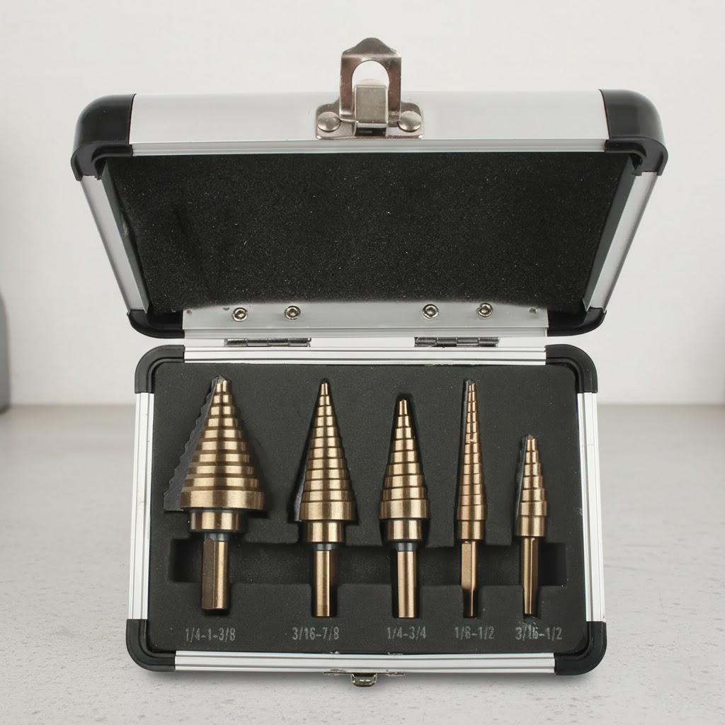 

5pcs HSS Cobalt Step Drill Set Titanium Coated Conical Carbide Drill Bits 50 Size High Performance Tool