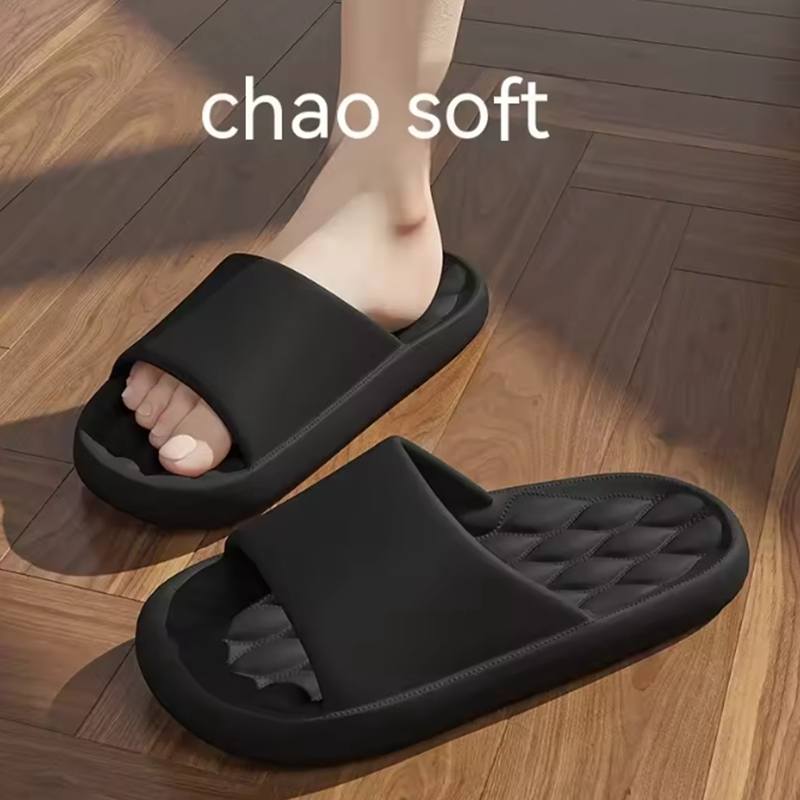 

Женские и мужские тапочки Cloud Thick Sole, летние мягкие сандалии EVA Slip-On для ванной комнаты и пляжа, нескользящая повседневная обувь унисекс 42-43 чёрный