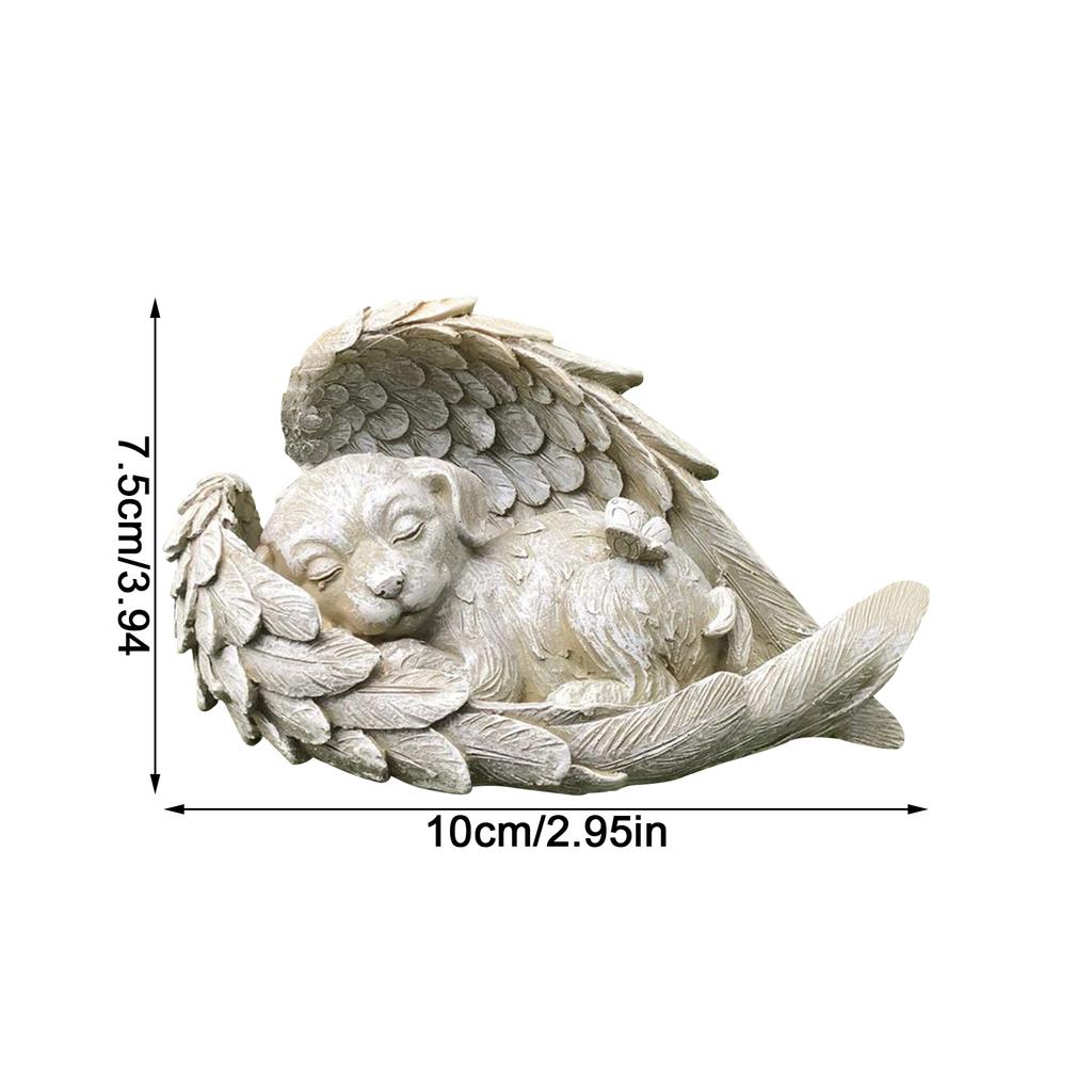 Angel Dog Cat Decoration Statue Resin Pet Memorial Statue Outdoor Garden Home Ornament Sleeping Angel Wing Sculpture