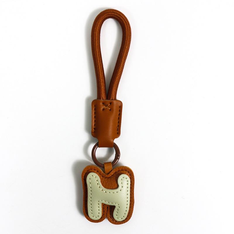 High-End Leather Alphabet Keychain Bag Pendant
