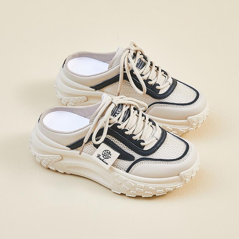 New Summer Half-support Dad Shoes for Women Mesh Breathable Students