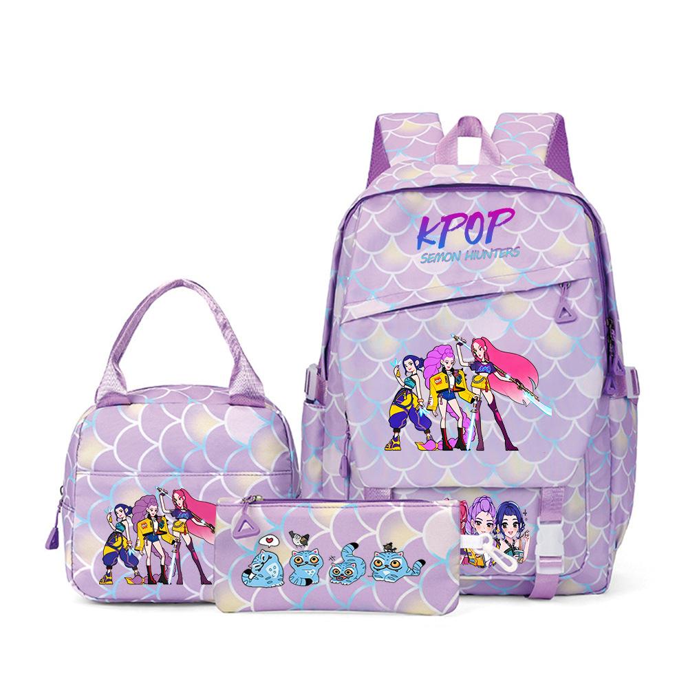 School Season Printed Student Schoolbag Backpack Shoulder Pencil Bag Three-Piece Set Three piece set