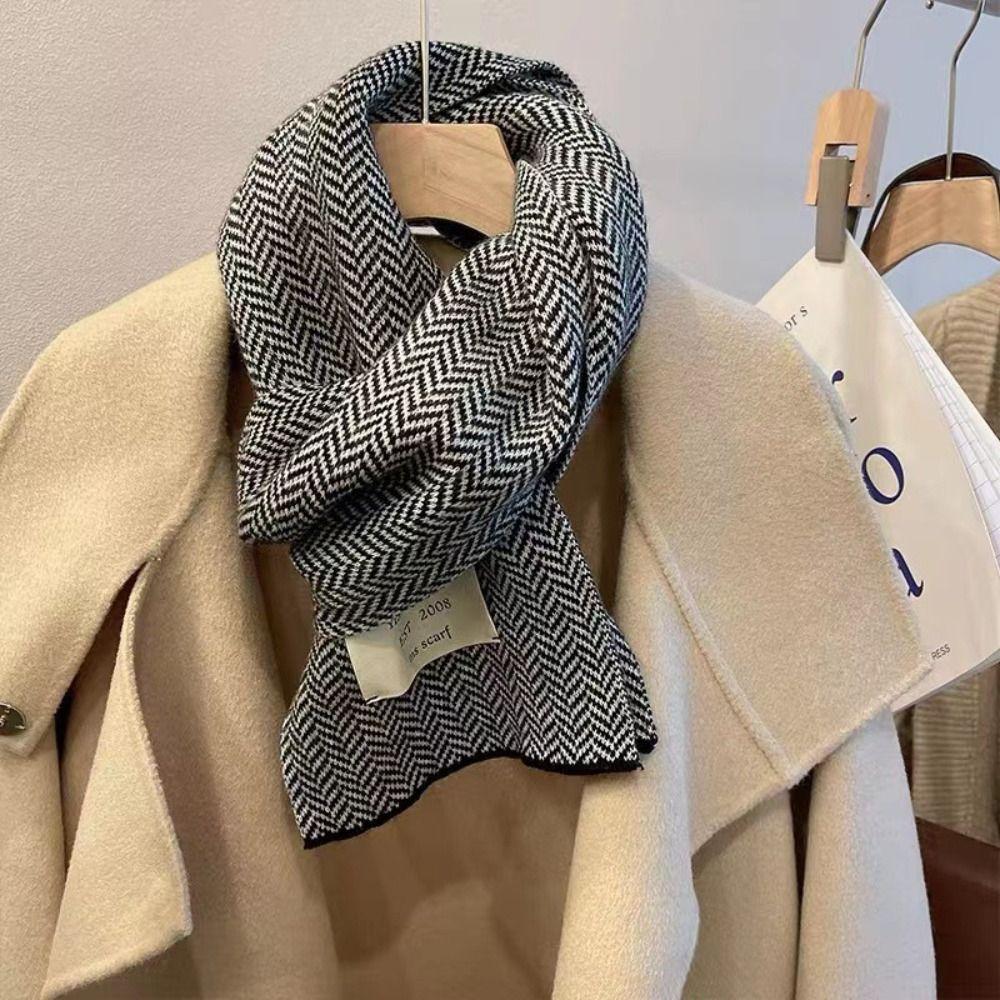 Keep Warm Knitted Scarf Stripe Pattern Long Scarf New Warm Scarves  Ladies