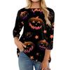 Women's Fashion Casual Round Neck Three-quarter Sleeve Halloween Printed T-shirt Top