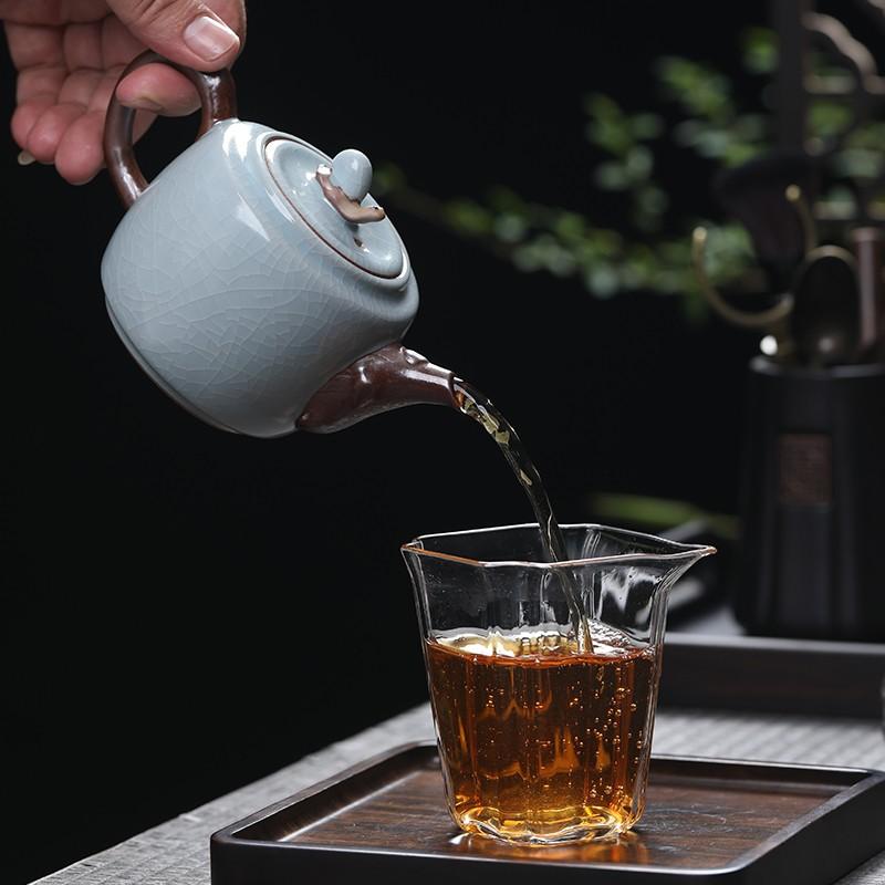 MULTIPOTENT Ru Kiln Ceramic Teapot, Tea Brewing Pot, Single Pot, Never Give Up, 220ml Gift Box Set, Souvenir Present