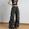 New Military Green Camouflage Multi-pocket Jeans for Men and Women 2026, Straight Loose Hip-hop High-waisted Wide-leg Pants