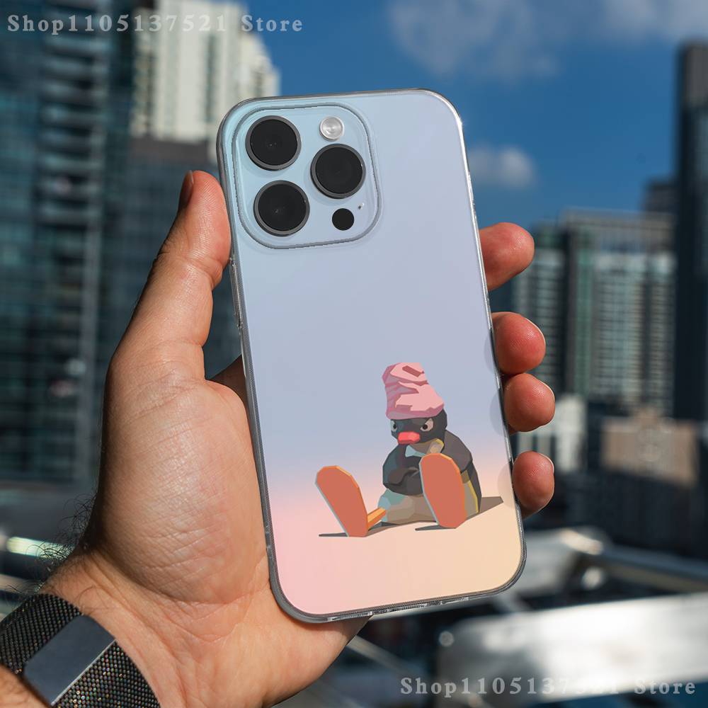 

Cute Art P-Pingu Penguin Phone Case For iPhone 17,16,15,14,13,12,11 Pro,Max,Plus,X,XS,XR,SE4,E Mini Transparent Soft Cover iPhone12PRO