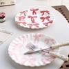 Bow Print Underglaze Color Plates 2026 New Household Paintings Craft Round Dinner Tableware High Aesthetic Cute Dessert Dish