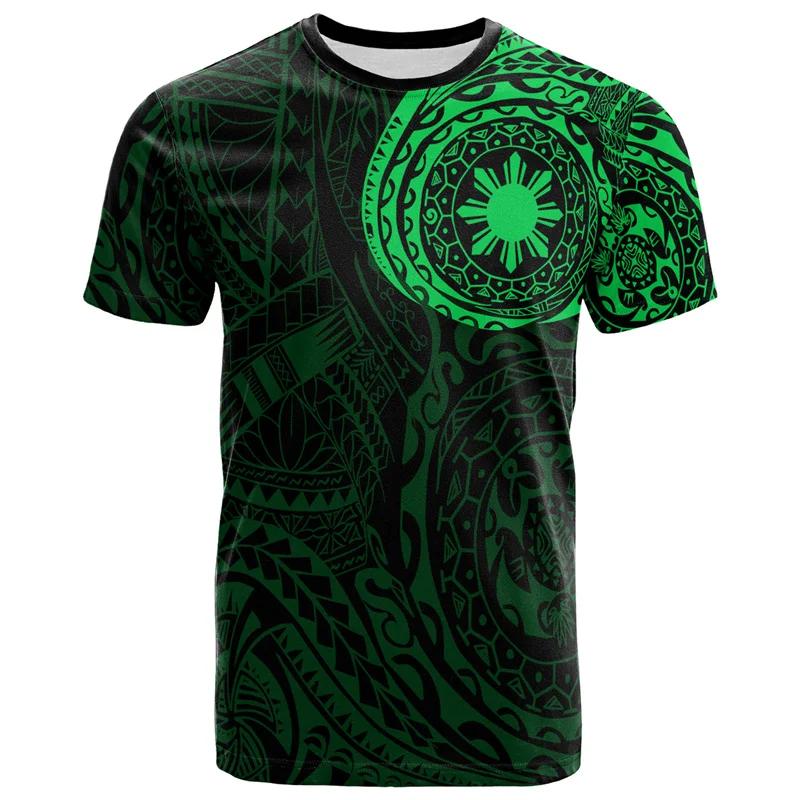 Vintage 3d impresso filipinas emblema nacional t camisa filipinas maori estilos tribais camisetas gráficas moda mangas curtas