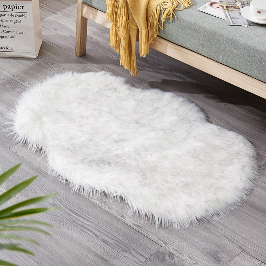 Wool Imitation Sheepskin Rugs Faux Non Bedroom Shaggy Carpet Mats