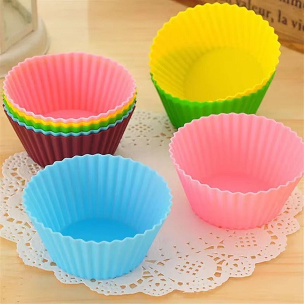 48Pcs DIY Silicone Cupcake Baking Cups Round Shape Muffin Cupcake Mold Food Baking Mold  Baking Tool