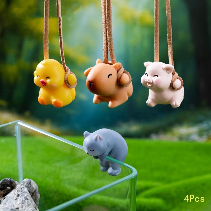 

4Pcs Cartoon Capybara Duck Cat Pig Statue Resin Miniature Figurines Bonsai Micro Landscape Fish Tank Decoration Ornament 4pcs