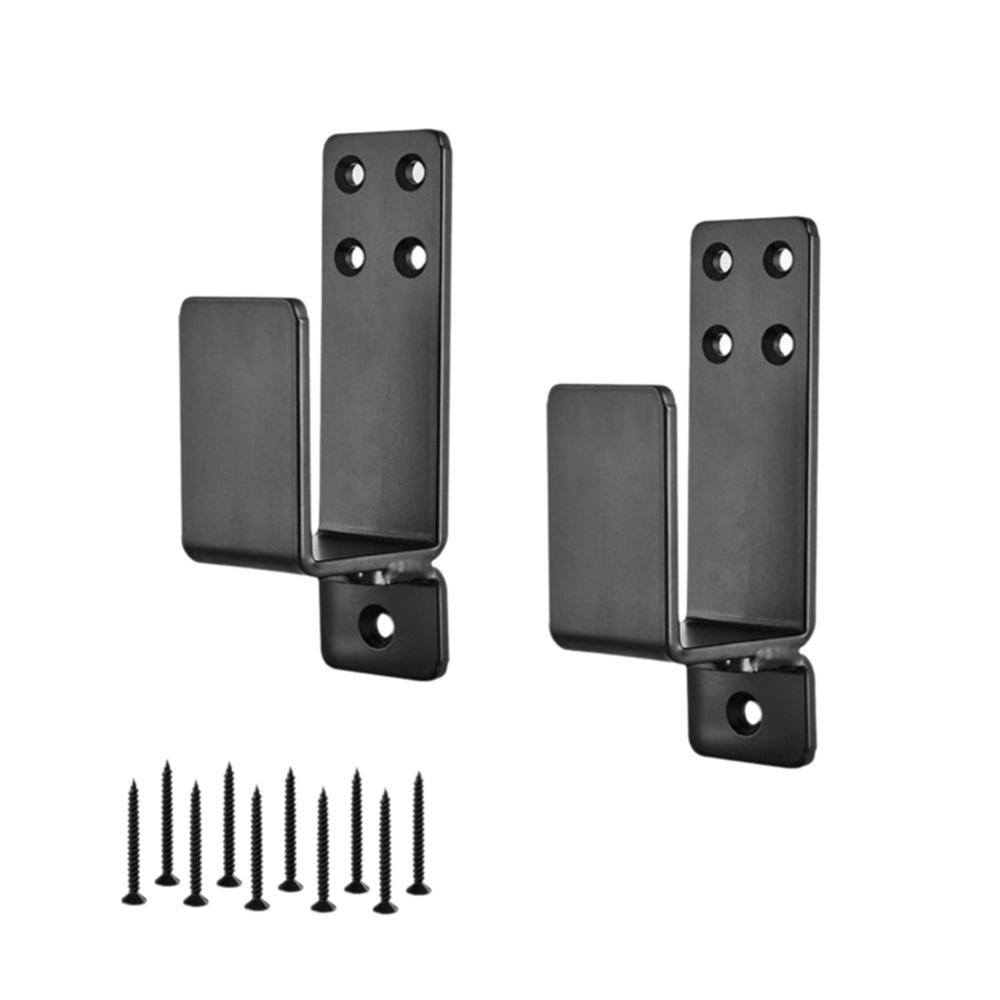 Heavy Duty Door Barricade Brackets Upgraded Black Security Bar Holders Carbon Steel U-Shaped U-Shaped Bar Holders Home Security