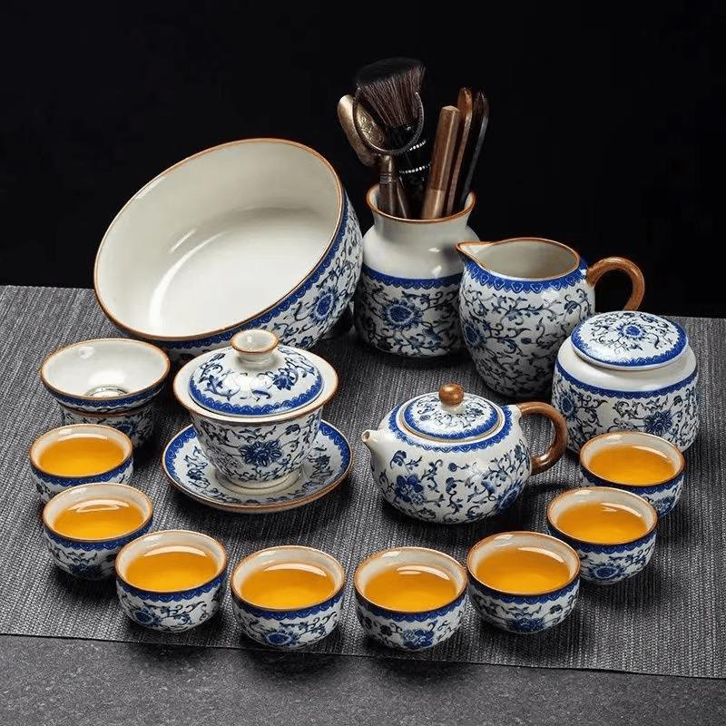 Chaxun Yellow Lotus Underglaze Ceramic Tea Set