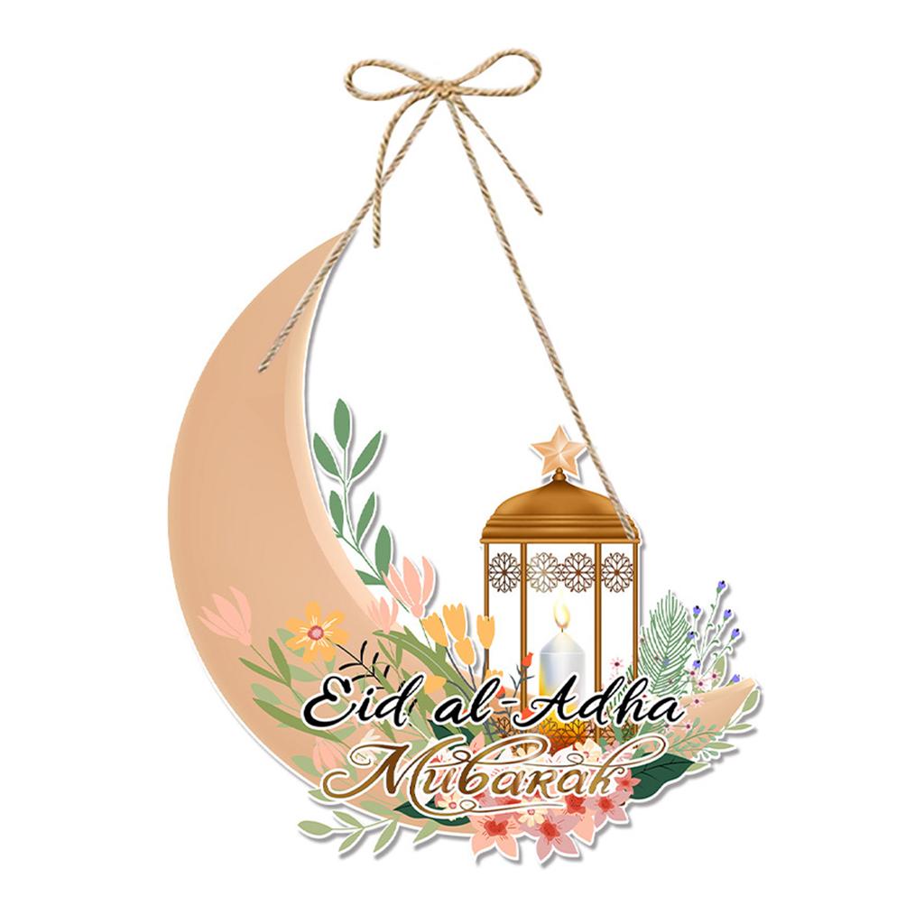 Eid Mubarak Moon Hanging Decorations Elegant Ramadan Paper Door Hanging Sign Display Accessory For Holiday Atmosphere